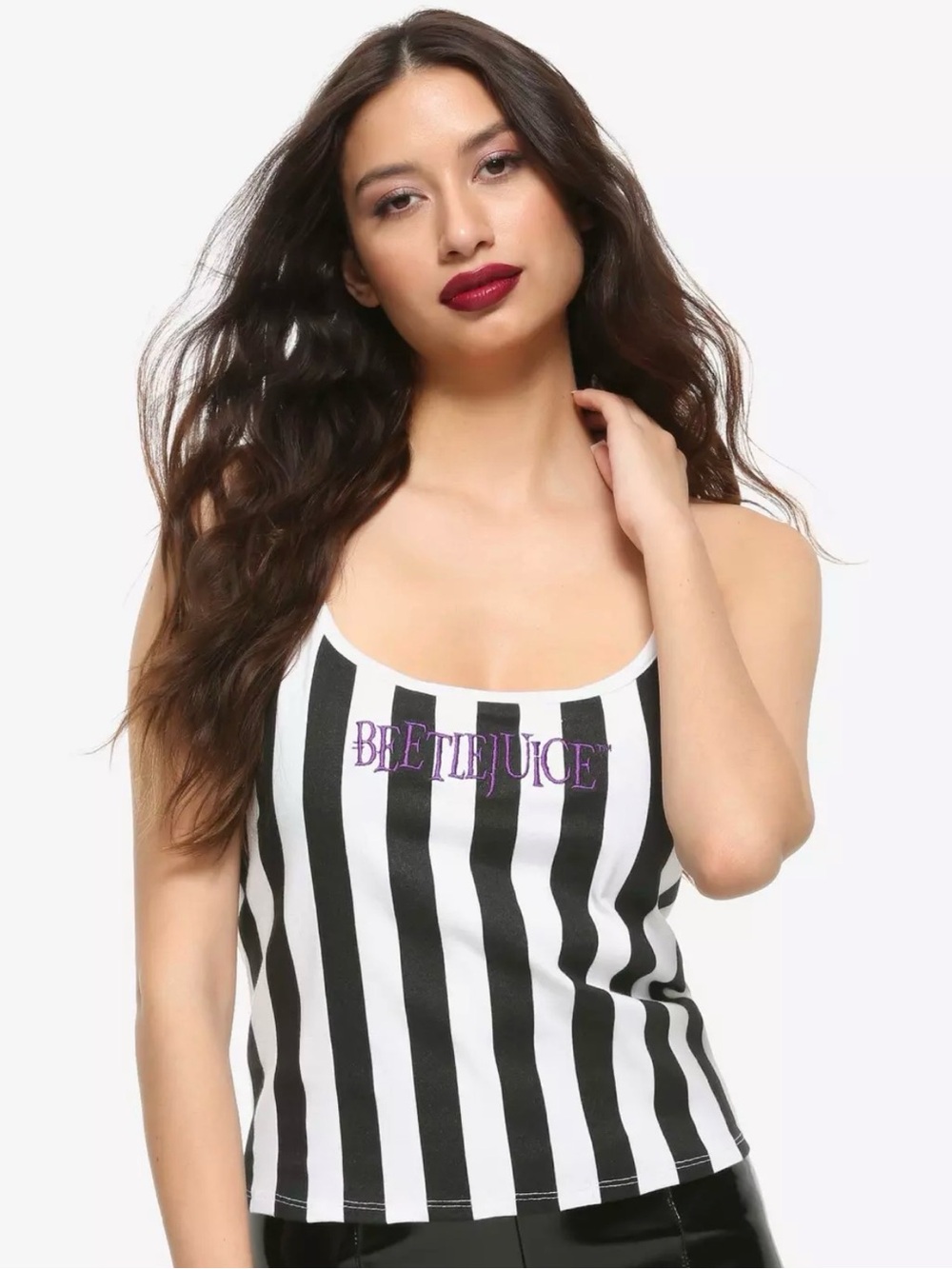 Beetlejuice Striped Girls Strappy Tank Top